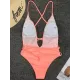 Padded Sleeveless Backless Belted Hollow Solid Color Woven Deep V-Neck One-Piece Swimwear Padded Sleeveless Backless Belted Hollow Solid Color Woven Deep V-Neck One-Piece Swimwear