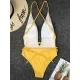 Padded Sleeveless Backless Belted Hollow Solid Color Woven Deep V-Neck One-Piece Swimwear Padded Sleeveless Backless Belted Hollow Solid Color Woven Deep V-Neck One-Piece Swimwear