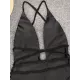 Padded Sleeveless Backless Belted Hollow Solid Color Woven Deep V-Neck One-Piece Swimwear Padded Sleeveless Backless Belted Hollow Solid Color Woven Deep V-Neck One-Piece Swimwear