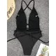 Padded Sleeveless Backless Belted Hollow Solid Color Woven Deep V-Neck One-Piece Swimwear Padded Sleeveless Backless Belted Hollow Solid Color Woven Deep V-Neck One-Piece Swimwear