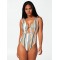 Sexy Deep V-Neck Hollow Stripes One-Piece Bikini Swimwear