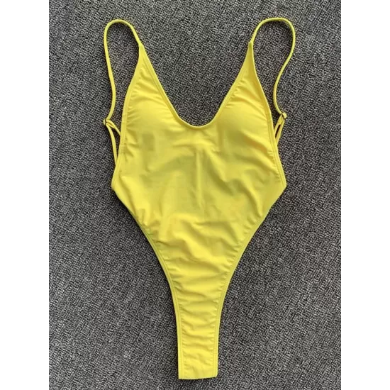Solid Color Backless Bandage Split Bikini Swimsuit Solid Color Backless Bandage Split Bikini Swimsuit