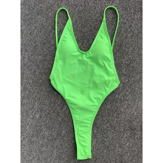 Solid Color Backless Bandage Split Bikini Swimsuit Solid Color Backless Bandage Split Bikini Swimsuit
