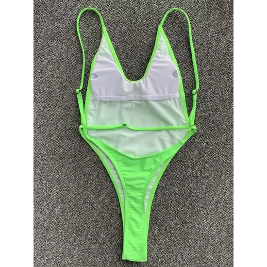 Solid Color Backless Bandage Split Bikini Swimsuit Solid Color Backless Bandage Split Bikini Swimsuit