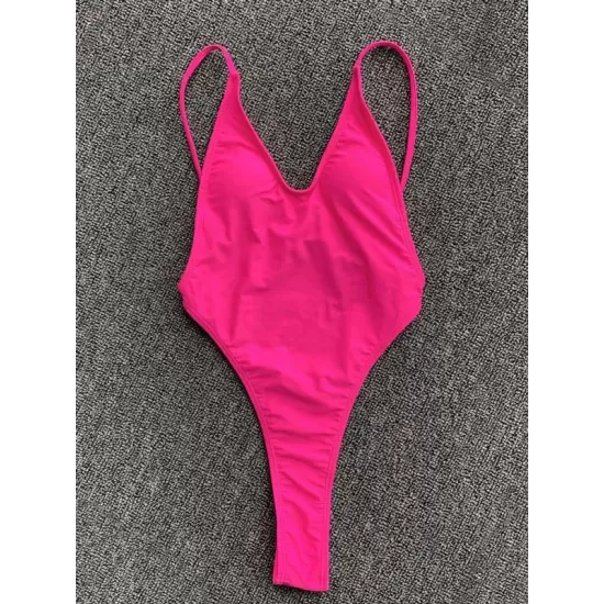 Solid Color Backless Bandage Split Bikini Swimsuit Solid Color Backless Bandage Split Bikini Swimsuit
