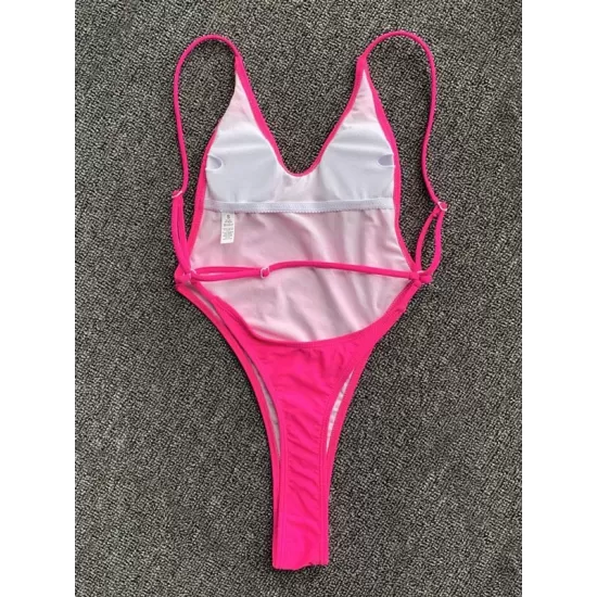 Solid Color Backless Bandage Split Bikini Swimsuit Solid Color Backless Bandage Split Bikini Swimsuit