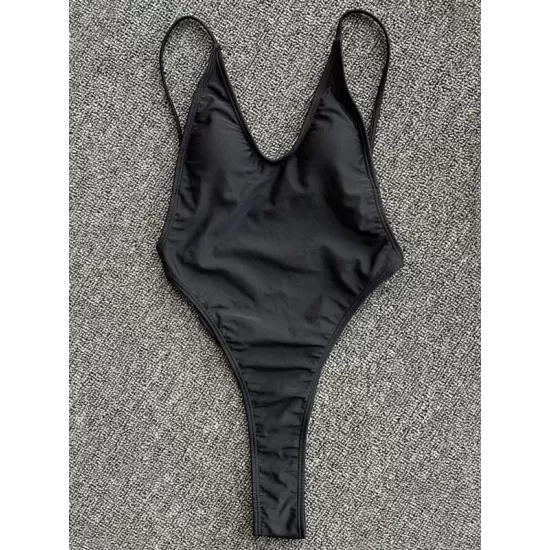 Solid Color Backless Bandage Split Bikini Swimsuit Solid Color Backless Bandage Split Bikini Swimsuit