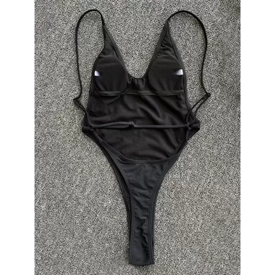 Solid Color Backless Bandage Split Bikini Swimsuit Solid Color Backless Bandage Split Bikini Swimsuit