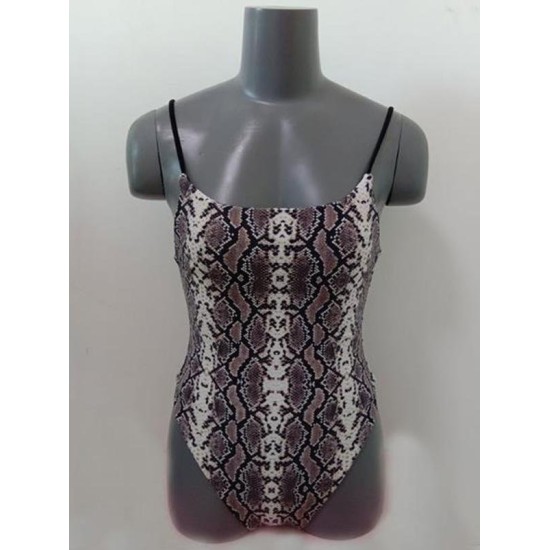 Snake-Print Bandeau Spaghetti-Neck One-Piece Swimwear Snake-Print Bandeau Spaghetti-Neck One-Piece Swimwear
