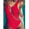 Cropped Bandage Hollow One-Piece Swimwear