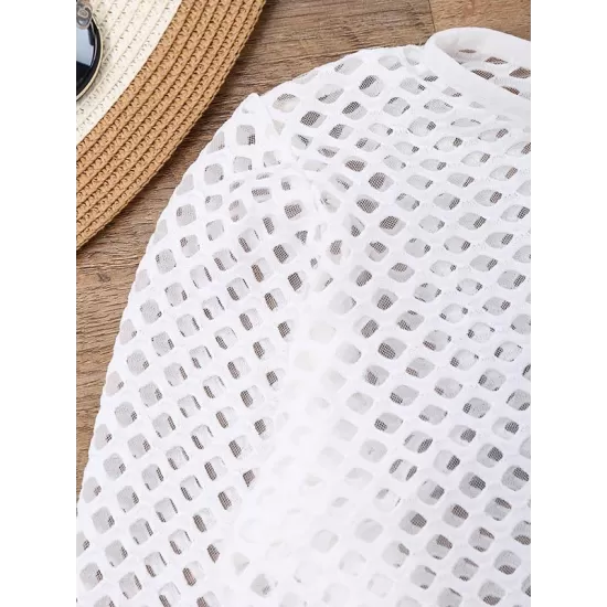 Sexy Hollow Net Yarn Long Sleeve One-Piece Swimwear Cover-Ups Tops Sexy Hollow Net Yarn Long Sleeve One-Piece Swimwear Cover-Ups Tops