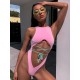 Solid Color Hollow Bandage One-Piece Swimsuit Solid Color Hollow Bandage One-Piece Swimsuit