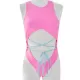Solid Color Hollow Bandage One-Piece Swimsuit Solid Color Hollow Bandage One-Piece Swimsuit