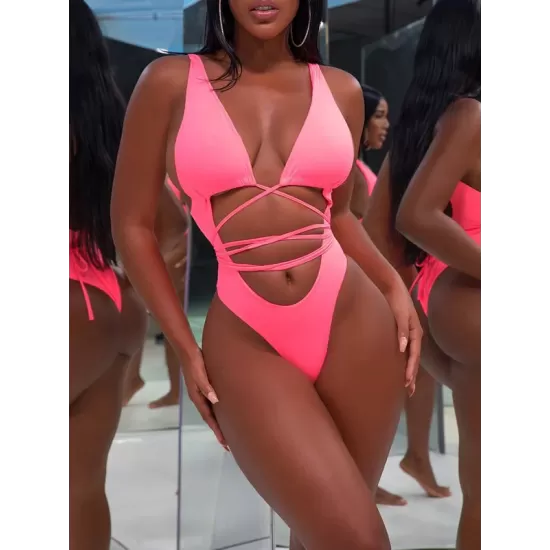 Nylon Sexy Bandage One-Piece Bikini Swimsuit Nylon Sexy Bandage One-Piece Bikini Swimsuit