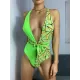 Color-Block Deep V-Neck Backless One-Piece Swimwear Color-Block Deep V-Neck Backless One-Piece Swimwear