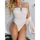 Plain Ruffled Bandeau Backless Tight One-Piece Swimwear Plain Ruffled Bandeau Backless Tight One-Piece Swimwear