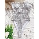 Plain Ruffled Bandeau Backless Tight One-Piece Swimwear Plain Ruffled Bandeau Backless Tight One-Piece Swimwear