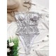 Plain Ruffled Bandeau Backless Tight One-Piece Swimwear Plain Ruffled Bandeau Backless Tight One-Piece Swimwear