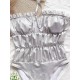 Plain Ruffled Bandeau Backless Tight One-Piece Swimwear Plain Ruffled Bandeau Backless Tight One-Piece Swimwear