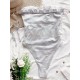 Plain Ruffled Bandeau Backless Tight One-Piece Swimwear Plain Ruffled Bandeau Backless Tight One-Piece Swimwear