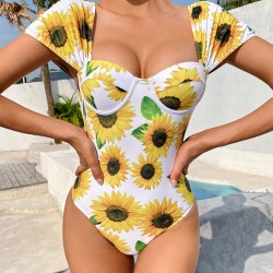 Sunflower Short Sleeve Underwired One-Piece Swimwear