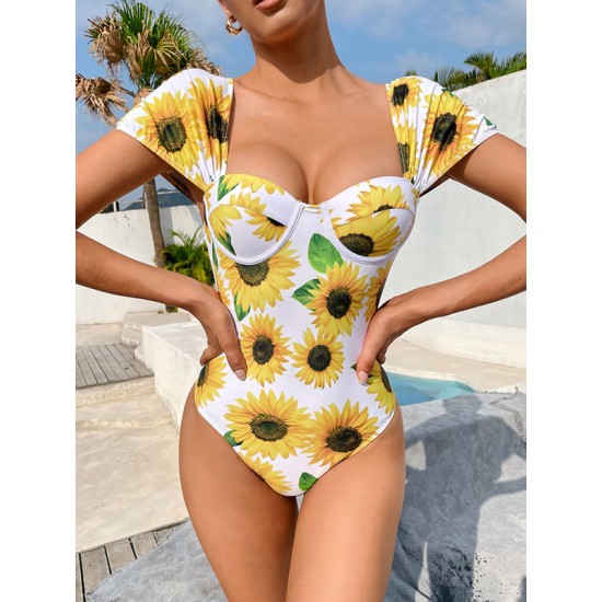 Sunflower Short Sleeve Underwired One-Piece Swimwear Sunflower Short Sleeve Underwired One-Piece Swimwear