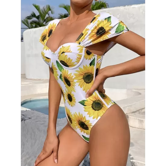 Sunflower Short Sleeve Underwired One-Piece Swimwear Sunflower Short Sleeve Underwired One-Piece Swimwear