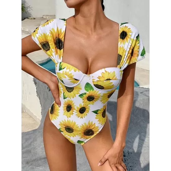 Sunflower Short Sleeve Underwired One-Piece Swimwear Sunflower Short Sleeve Underwired One-Piece Swimwear
