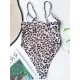 Spaghetti-Neck Leopard Print Hollow One-Piece Swimwear Spaghetti-Neck Leopard Print Hollow One-Piece Swimwear