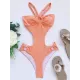 Monokini Split-Joint Halterneck Padded Bandage One-Piece Swimwear Monokini Split-Joint Halterneck Padded Bandage One-Piece Swimwear