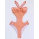 Monokini Split-Joint Halterneck Padded Bandage One-Piece Swimwear Monokini Split-Joint Halterneck Padded Bandage One-Piece Swimwear