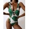 Sleeveless Monstera Ceriman Backless One-Piece Swimwear