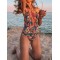 Floral Spaghetti-Neck Backless Hollow One-Piece Swimwear