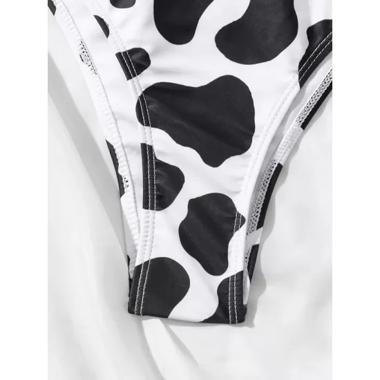 Monokini Sleeveless Black Printed Padded One-Piece Swimwear Monokini Sleeveless Black Printed Padded One-Piece Swimwear