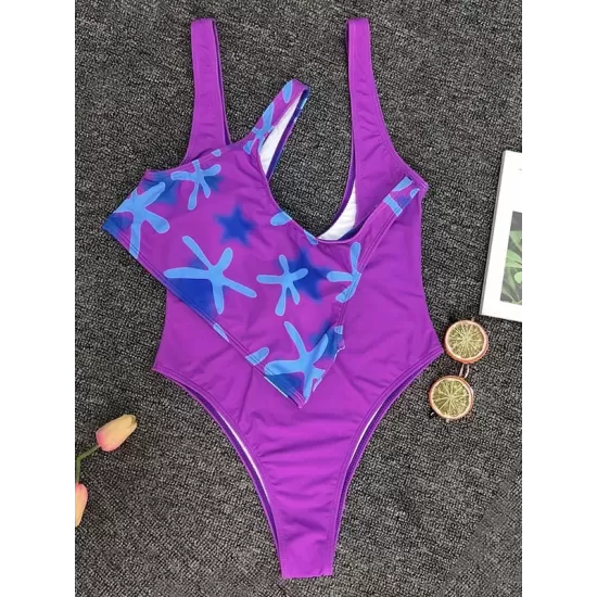 Two-Piece Sleeveless Floral Print Padded One-Piece Swimwear Two-Piece Sleeveless Floral Print Padded One-Piece Swimwear