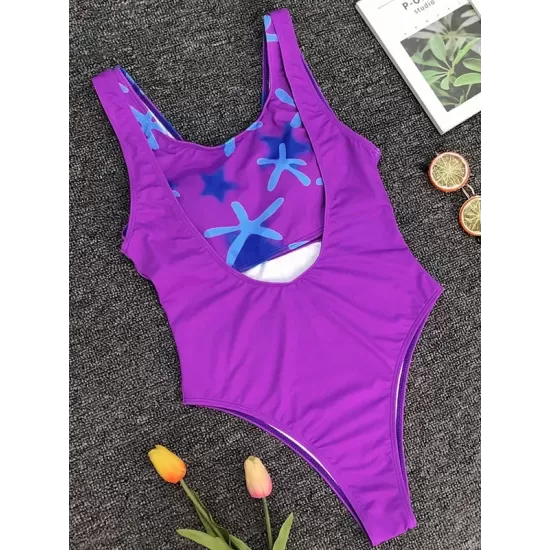 Two-Piece Sleeveless Floral Print Padded One-Piece Swimwear Two-Piece Sleeveless Floral Print Padded One-Piece Swimwear
