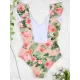 Deep V-Neck Falbala Padded Backless One-Piece Swimwear Deep V-Neck Falbala Padded Backless One-Piece Swimwear