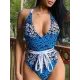 Deep V-Neck Backless Bandage One-Piece Swimwear Deep V-Neck Backless Bandage One-Piece Swimwear