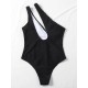 Leopard Split-Joint One-Shoulder Padded Elasticity One-Piece Swimwear Leopard Split-Joint One-Shoulder Padded Elasticity One-Piece Swimwear