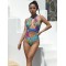 Multi-Colored Leopard Halterneck Bandage Hollow Backless One-Piece Swiwmear