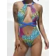 Multi-Colored Leopard Halterneck Bandage Hollow Backless One-Piece Swiwmear Multi-Colored Leopard Halterneck Bandage Hollow Backless One-Piece Swiwmear