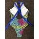 Multi-Colored Leopard Halterneck Bandage Hollow Backless One-Piece Swiwmear Multi-Colored Leopard Halterneck Bandage Hollow Backless One-Piece Swiwmear