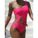 One-Shoulder Split-Joint Hollow Solid Color One-Piece Swimwear One-Shoulder Split-Joint Hollow Solid Color One-Piece Swimwear