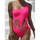 One-Shoulder Split-Joint Hollow Solid Color One-Piece Swimwear One-Shoulder Split-Joint Hollow Solid Color One-Piece Swimwear