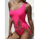 One-Shoulder Split-Joint Hollow Solid Color One-Piece Swimwear One-Shoulder Split-Joint Hollow Solid Color One-Piece Swimwear
