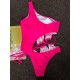 One-Shoulder Split-Joint Hollow Solid Color One-Piece Swimwear One-Shoulder Split-Joint Hollow Solid Color One-Piece Swimwear