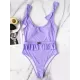 Sleeveless U-Neck Falbala Hollow Solid Color One-Piece Swimwear Sleeveless U-Neck Falbala Hollow Solid Color One-Piece Swimwear