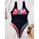 Contrast Color U-Neck Padded U-Back One-Piece Swimwear Contrast Color U-Neck Padded U-Back One-Piece Swimwear