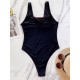 Contrast Color U-Neck Padded U-Back One-Piece Swimwear Contrast Color U-Neck Padded U-Back One-Piece Swimwear