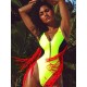 Color-Block V-Neck Zipper Split-Joint Tasseled One-Piece Swimwear Color-Block V-Neck Zipper Split-Joint Tasseled One-Piece Swimwear